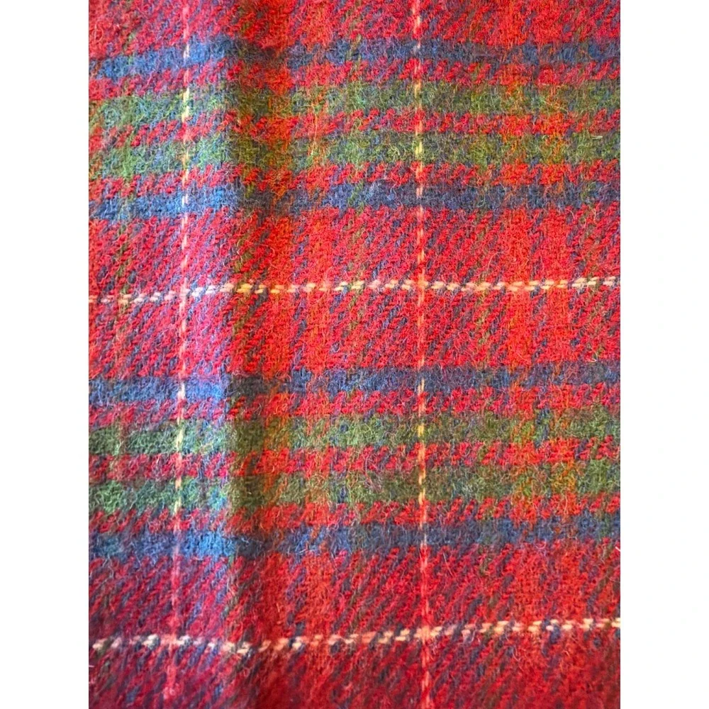 Tweedmill‎ Scarf Red Blue Plaid Pure New Wool British Made Tartan Fringed Winter